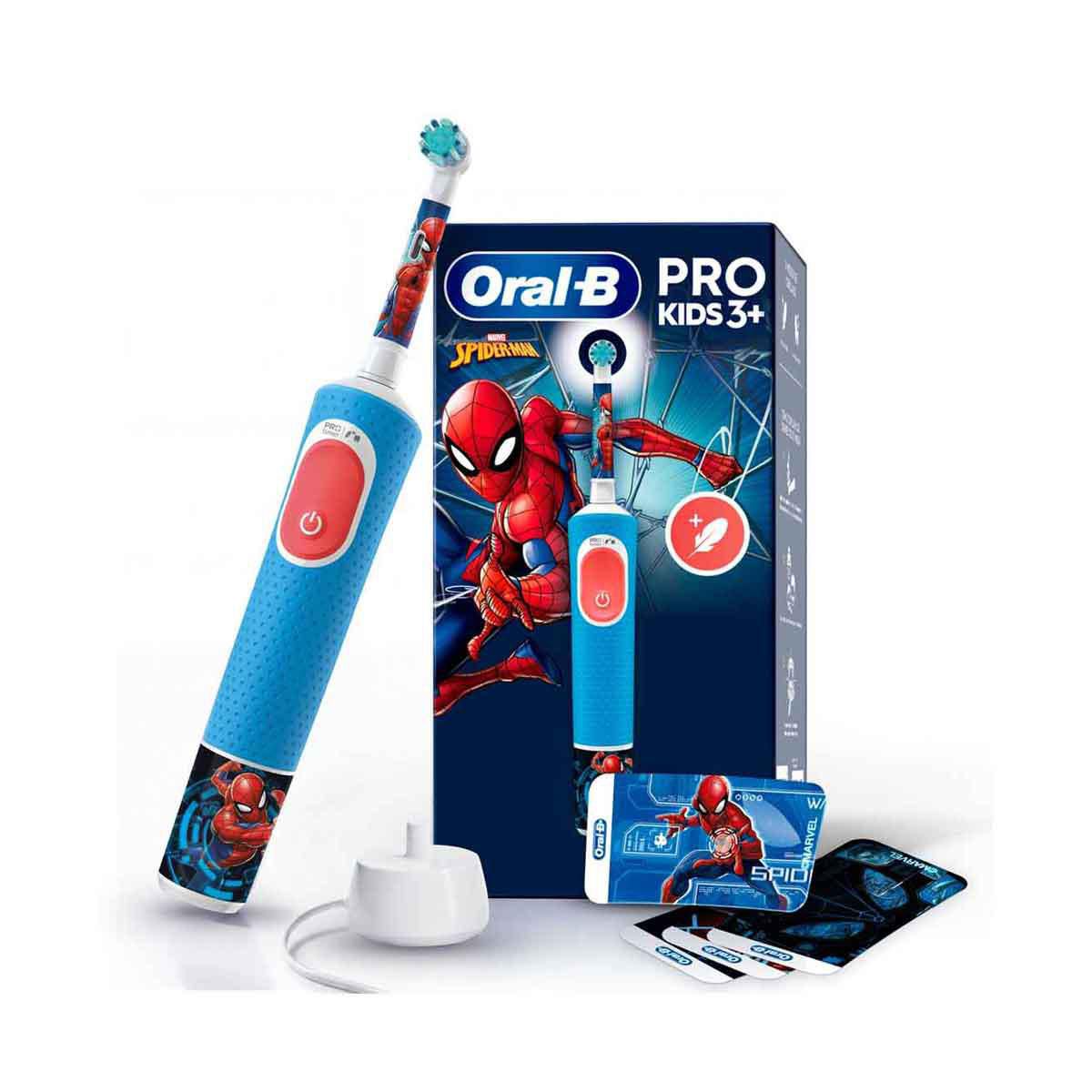 Cepillo De Dientes Eléctrico Infantil Oral-B Marvel Spider-Man, Cabezal Redondo, 4 Stickers