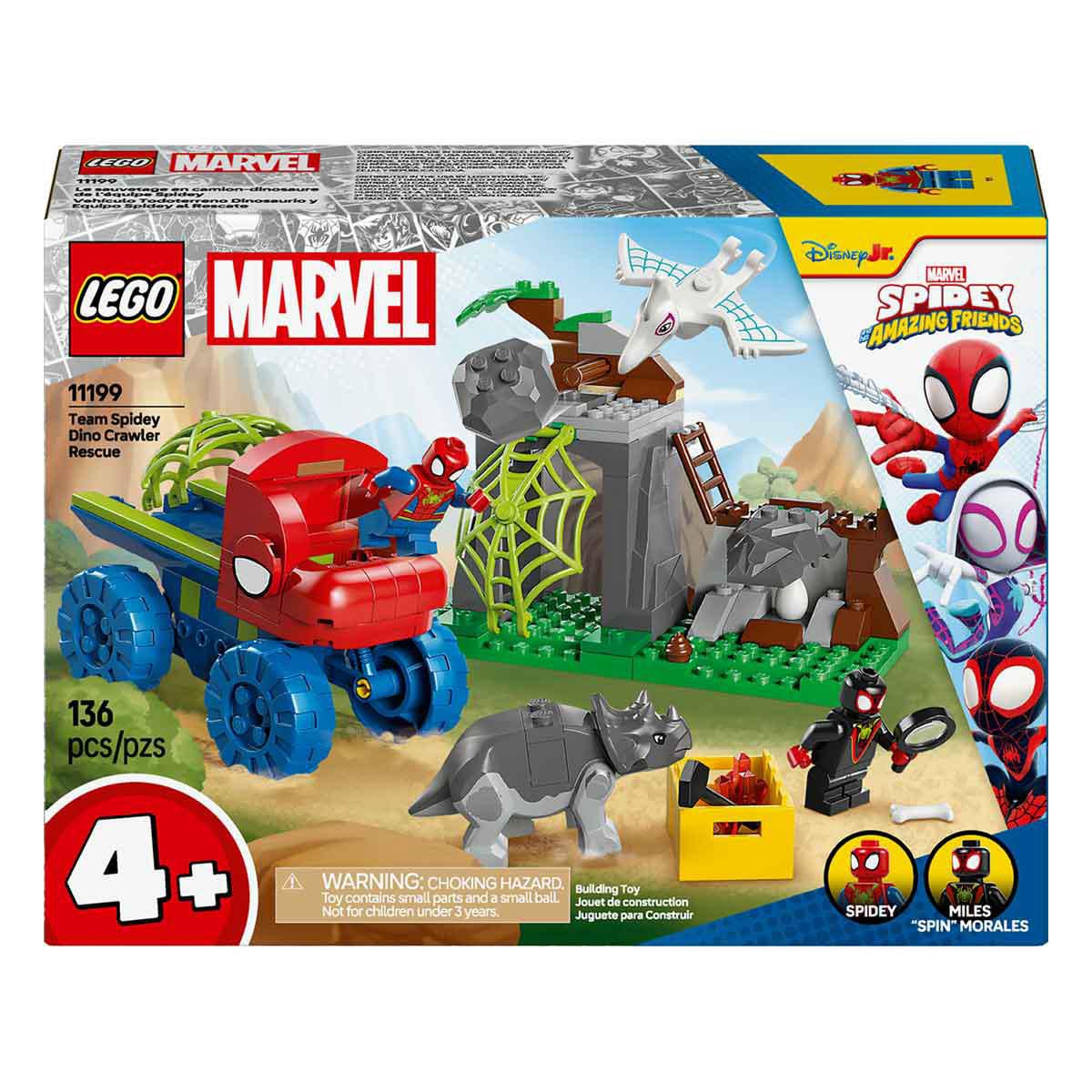 Armable Lego Vehículo Todoterreno Dinosaurio y Equipo Spidey al Rescate