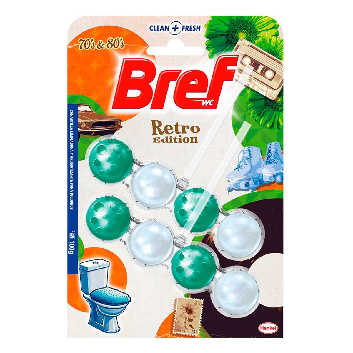Canastilla Aromatizante Y Limpiadora Bref Pino Y Menta Retro 2 Pack 100g