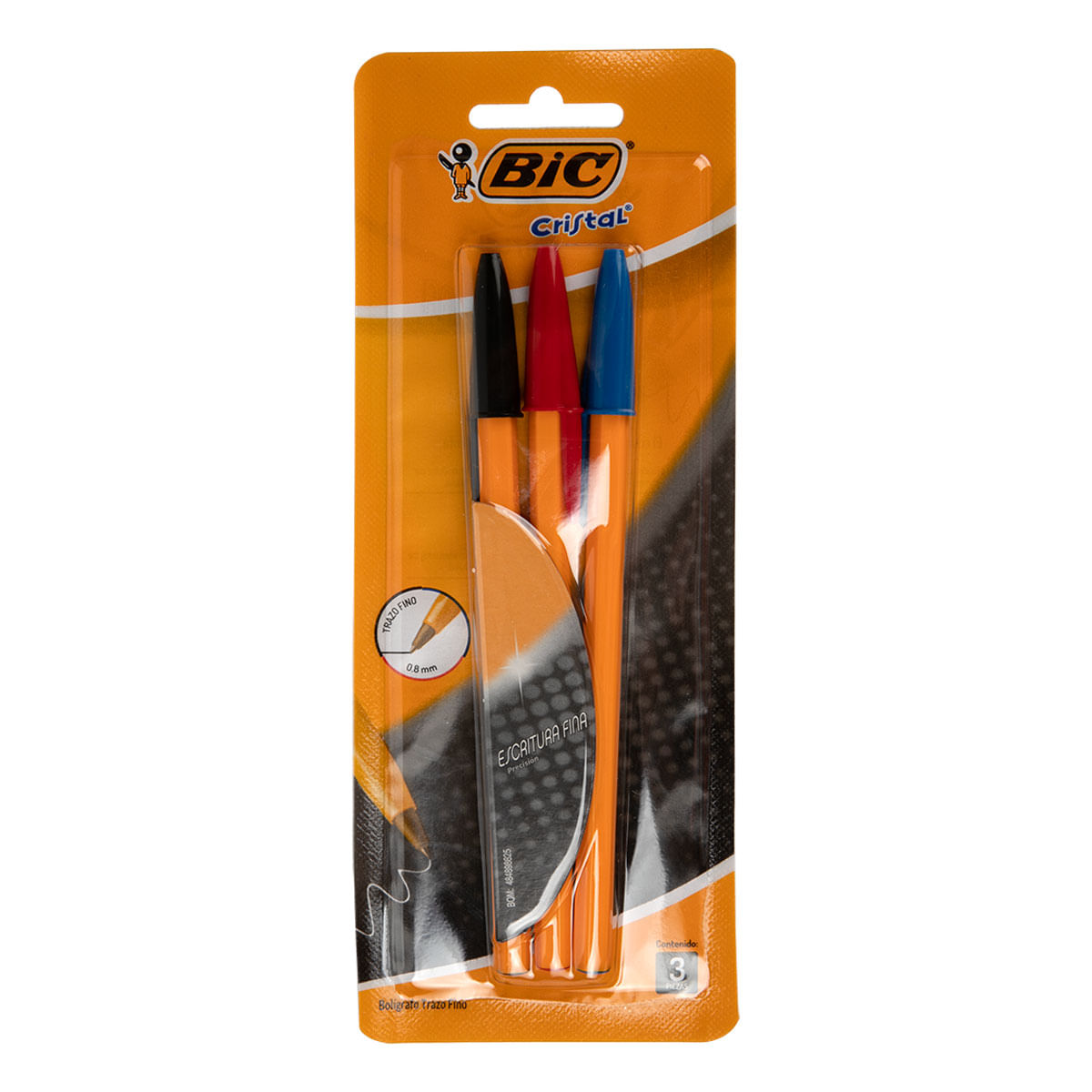 Boligrafo Bic 3 Pzas Punta Fino .8
