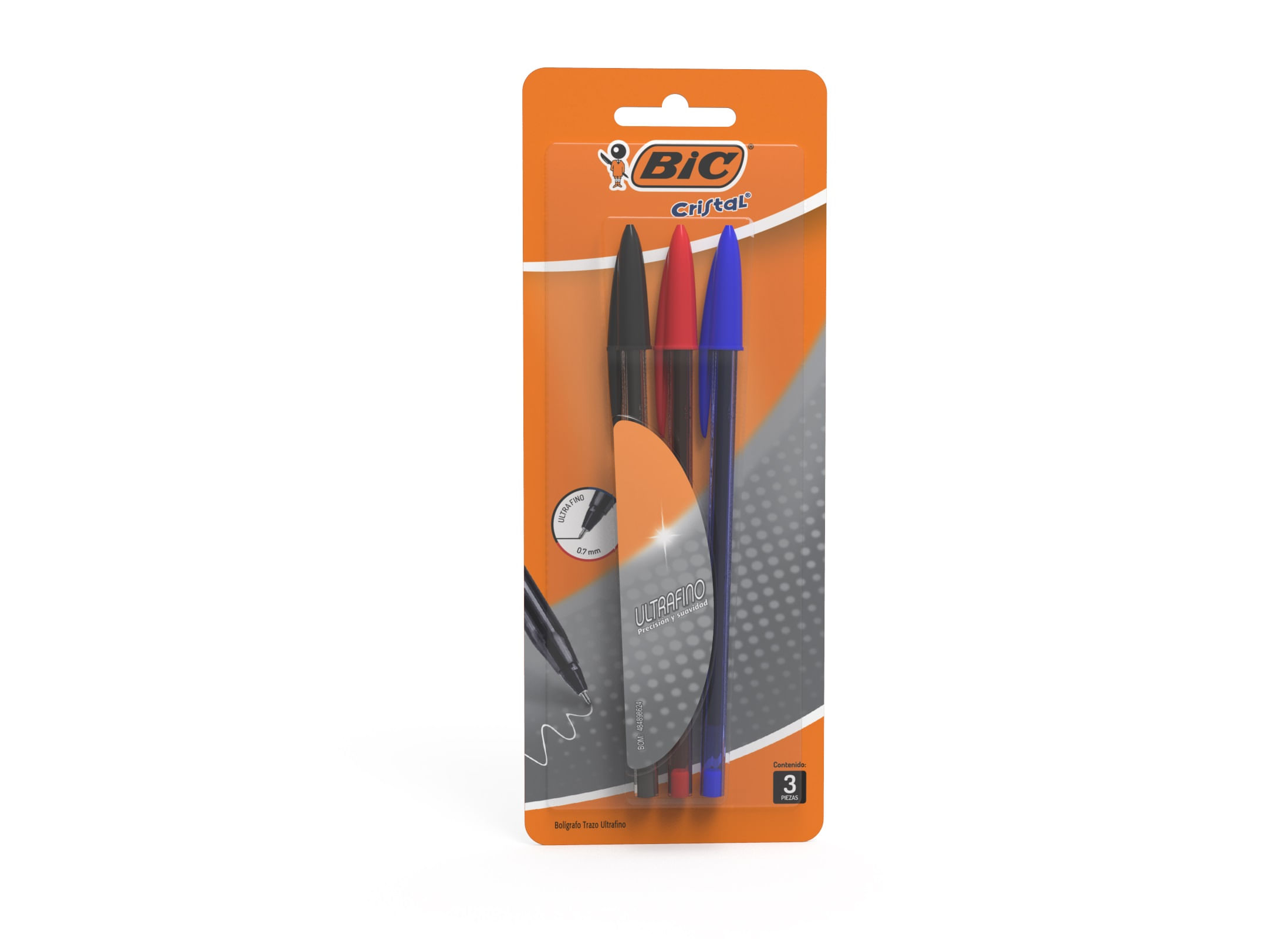 Boligrafo Bic 3 Pzas Punta Ultrafina .7