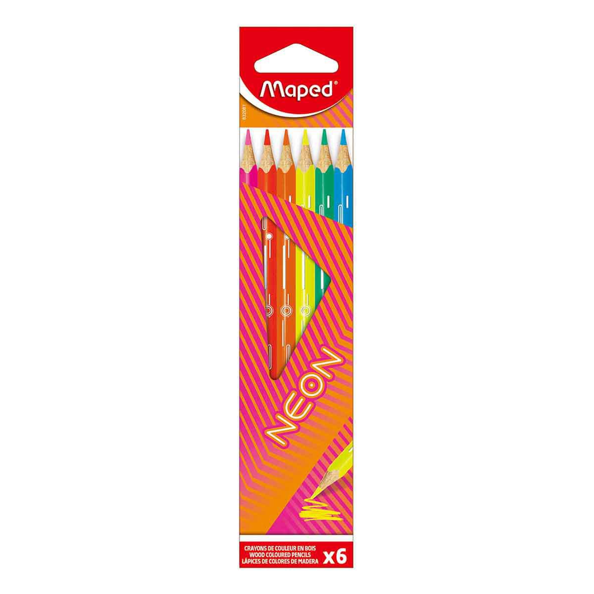 Lapices De Colores Maped 6 Piezas Neon