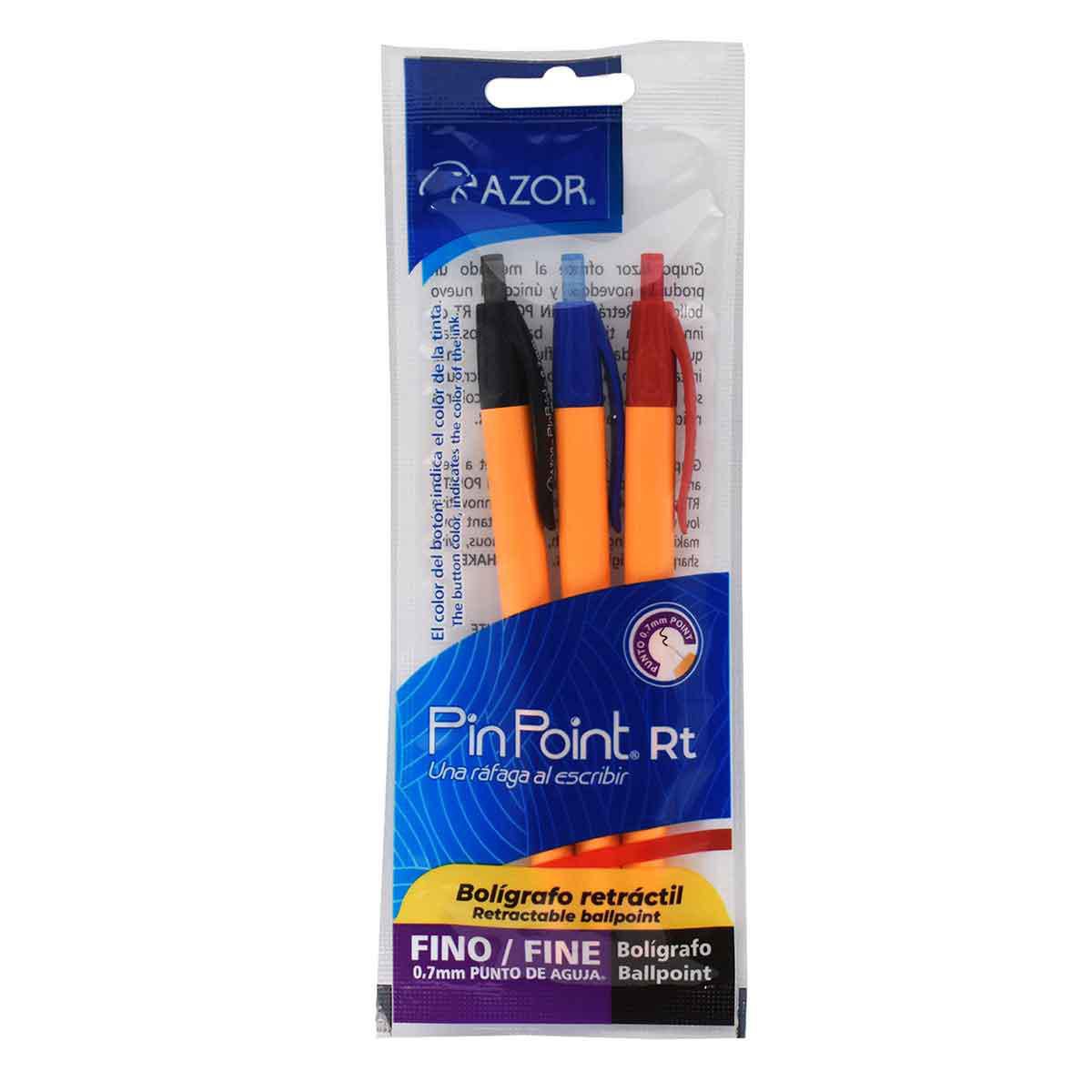 Azor Pin Point Bolígrafo Rt Punto Fino 3 Piezas