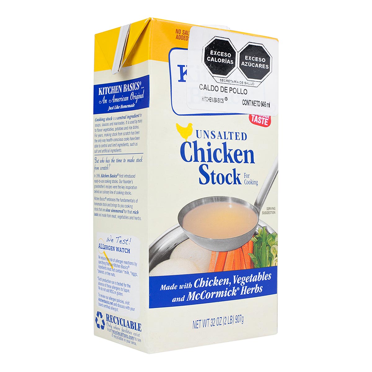Caldo De Pollo Kitchen Basics Sin Sal 946ml