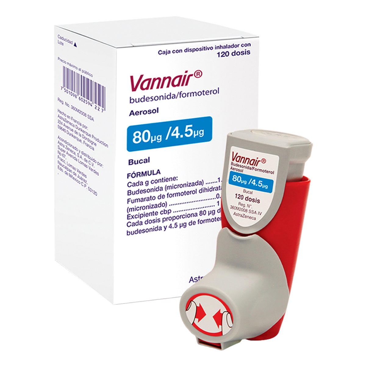 Aerosol Bucal Para Inhalación Vannair 80mcg/4.5mcg Inhalador Con 120 Dosis