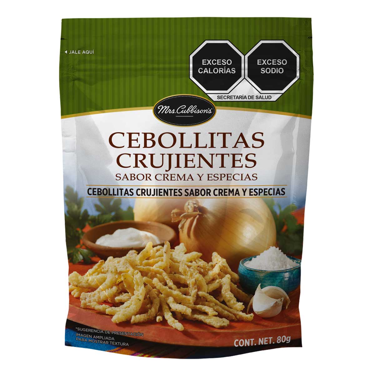 Cebollitas Crujientes Mrs Cubbison´S Sabor Crema Y Especias 80g