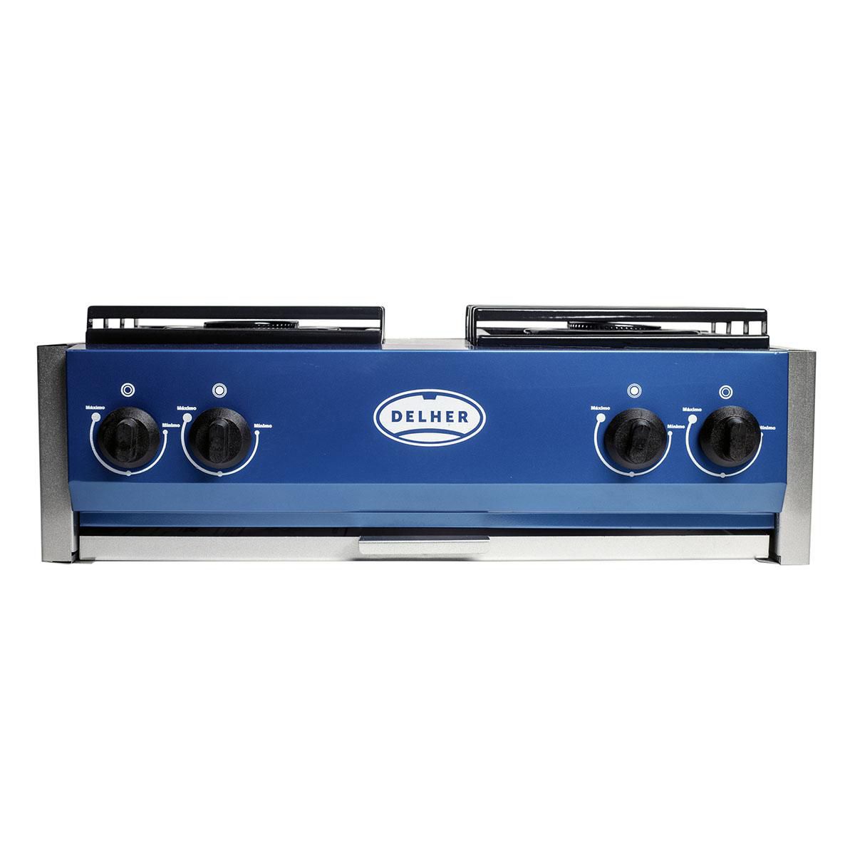 Estufa De Mesa Delher Goliath Con 4 Quemadores Eg4q Re Az Gr