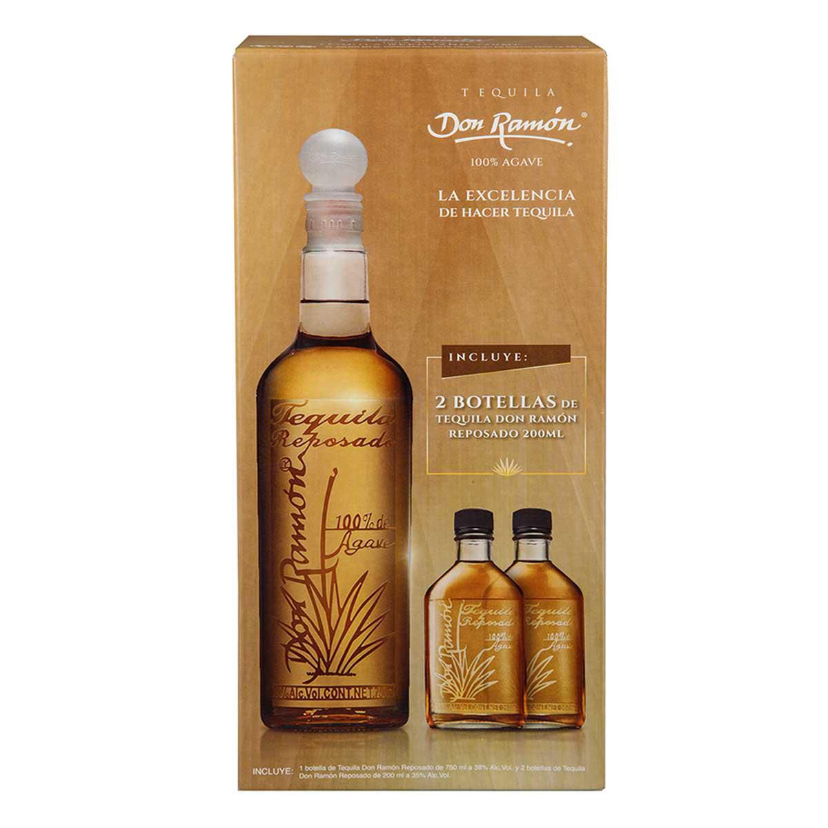 Tequila Don Ramón Reposado 750ml + 2 Pachitas 200ml c/u