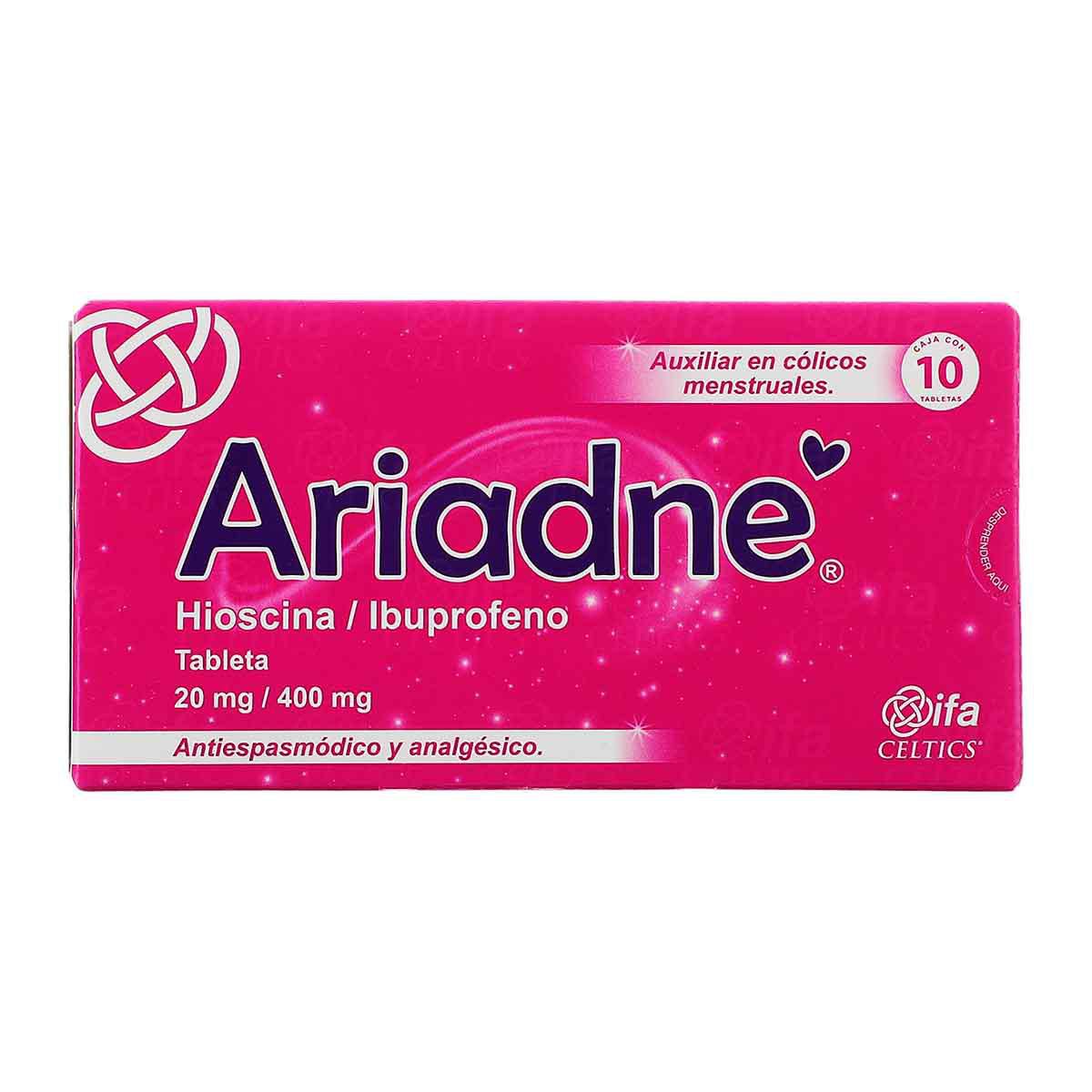 Analgesico Ariadne Hioscina/Ibuprofeno 20mg/400mg Con 10 Tabletas