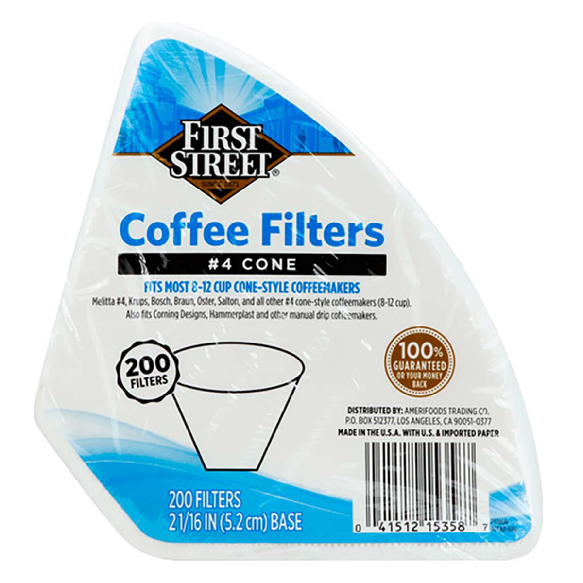 Filtro First Street Cafetera Cono #4 con 200 Piezas