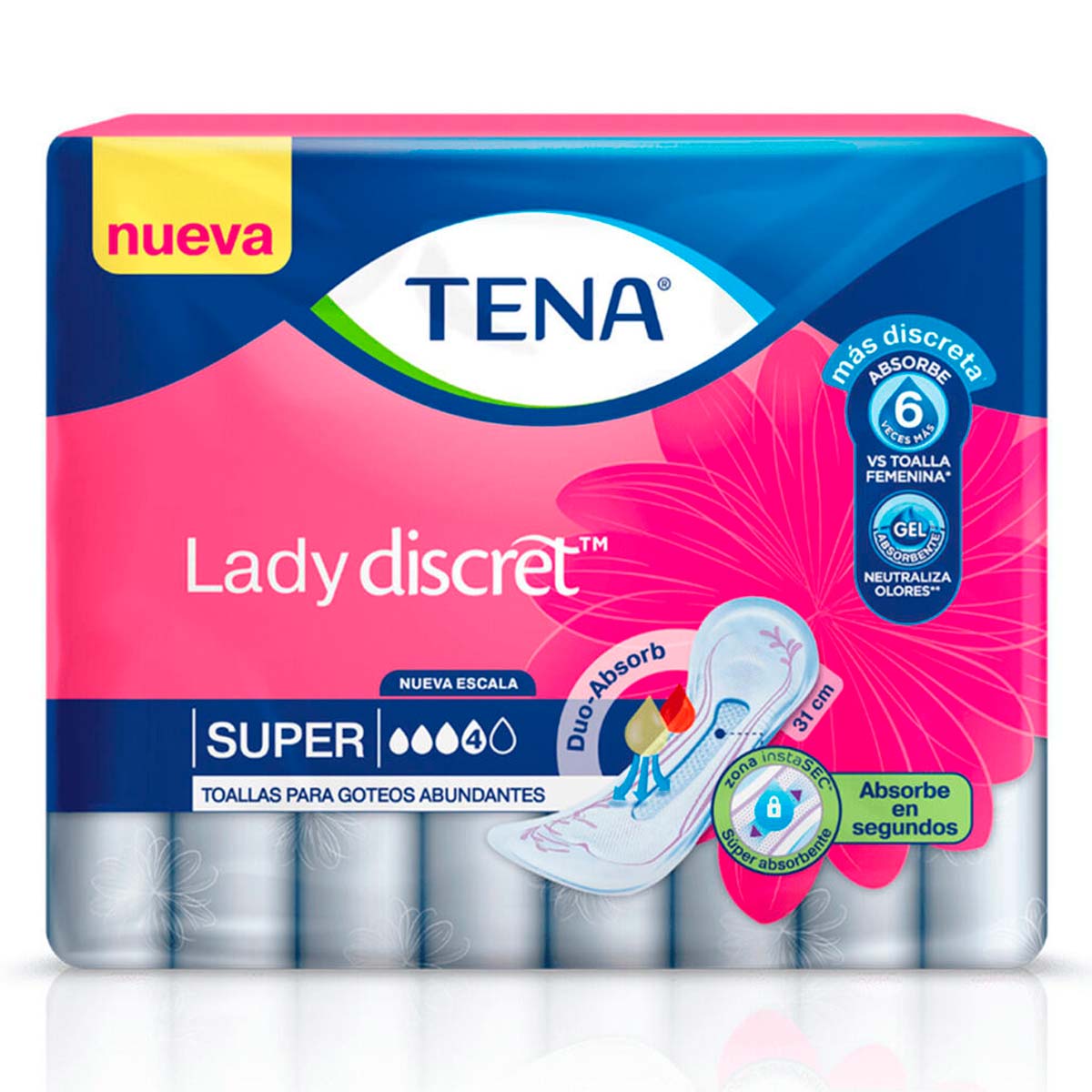 Toallas Para Incontinencia Tena Lady Discret Super 8 Piezas