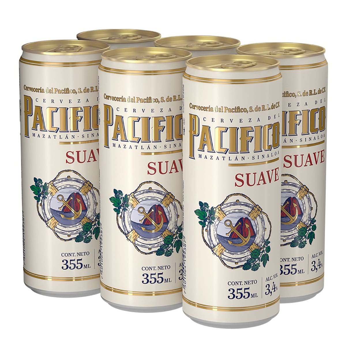 Cerveza Pacifico Suave 6 Pack Lata 355ml