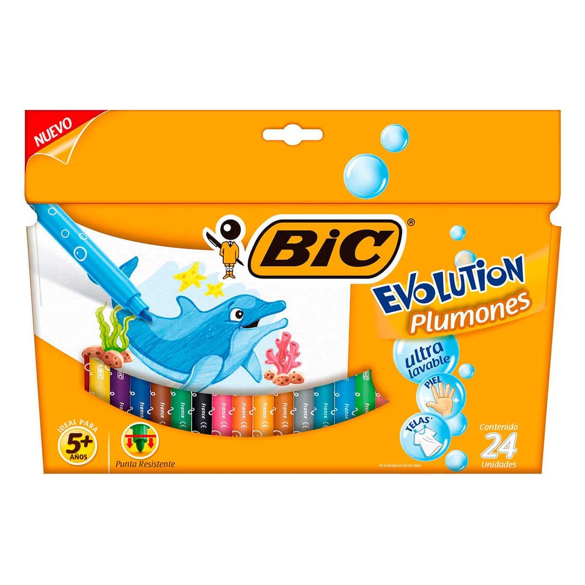 Plumón Bic Evolution Ultra Lavable 24 Piezas
