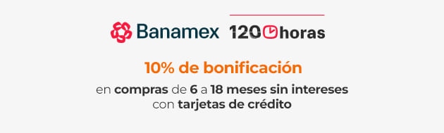 10% de bonificación en compras de 6 a 18 meses sin intereses con tarjetas de crédito Banamex
