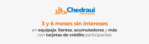 3 y 6 meses sin intereses  en equipaje, llantas, acumuladores y más con tarjetas de crédito participantes.