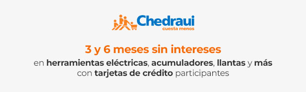 3 y 6  meses sin intereses en llantas, herramientas eléctricas y más con tarjetas de crédito participantes.